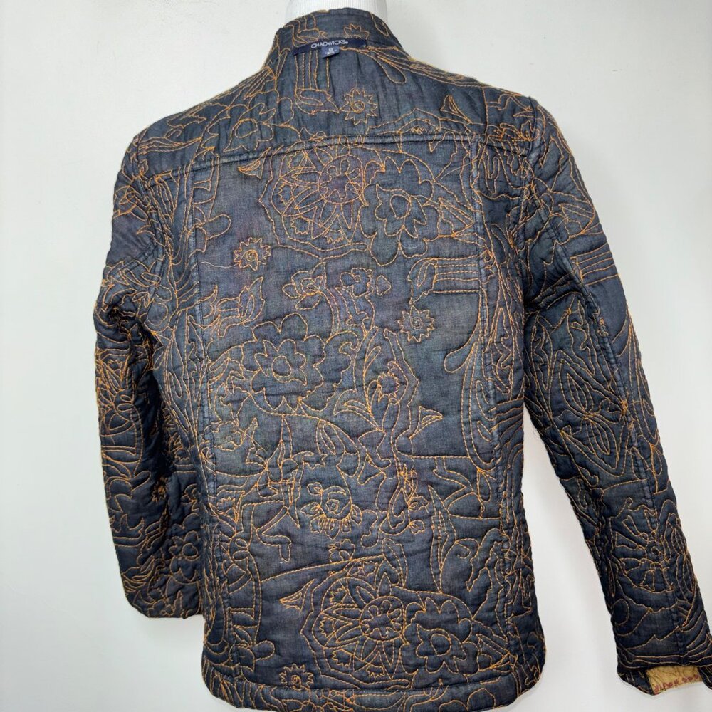 Chadwicks Reversible Jacket Women 12 Quilted Art to Wear Textured Print Colorful - Picture 14 of 16